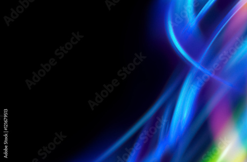 Colorful abstract background. Glow lines. Curve lightings streaks on black background