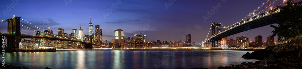 Manhattan cityscape from Brooklyn, New York City - obrazy, fototapety, plakaty 