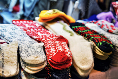 Woolen and warm socks at the Riga Christmas Market © Roman Babakin