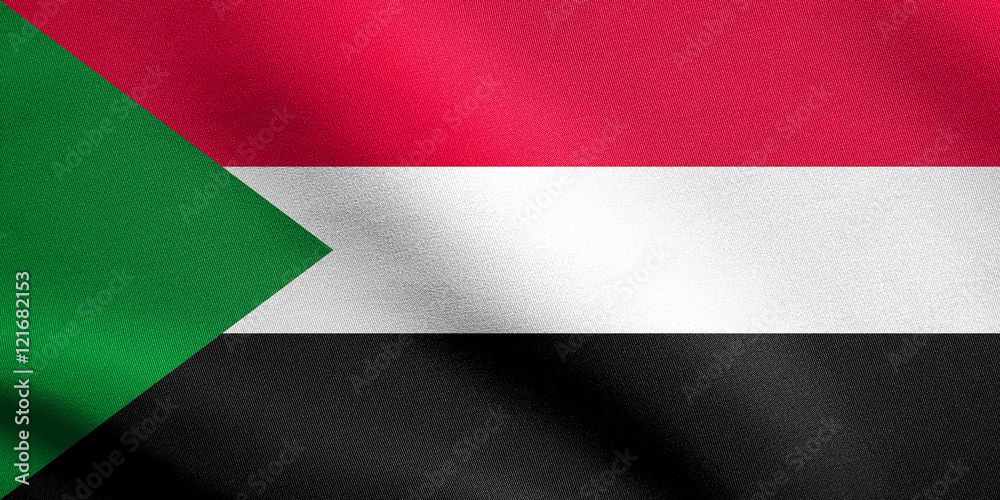 Flag of Sudan waving with fabric texture