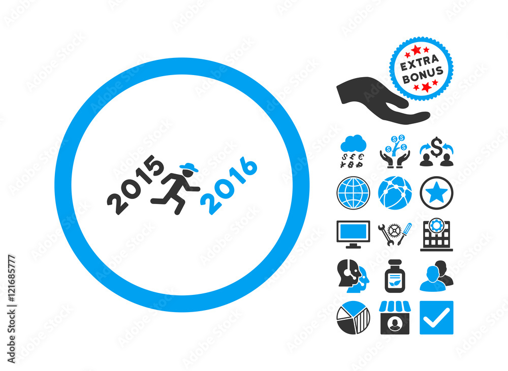 Run to 2016 Year pictograph with bonus elements. Vector illustration ...