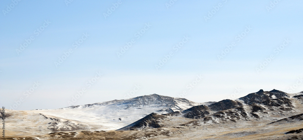 blue sky over the vast  steppes, Olkhon island, Baikal.  Used toning of the photo