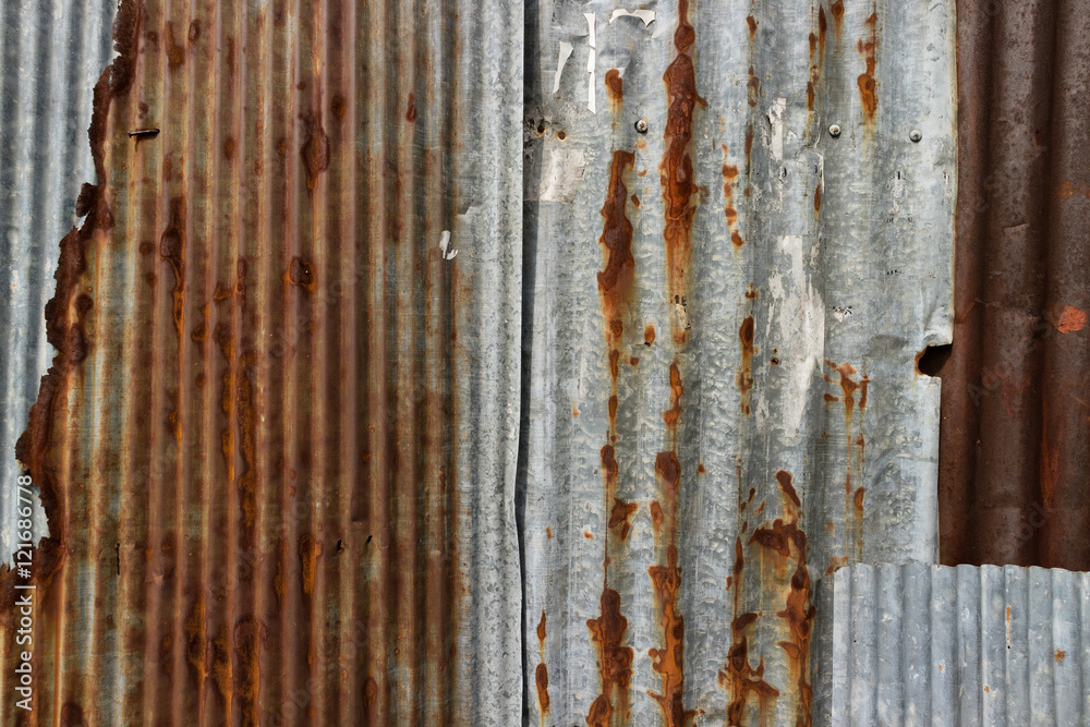 Old Texture and rusty zinc house fence background