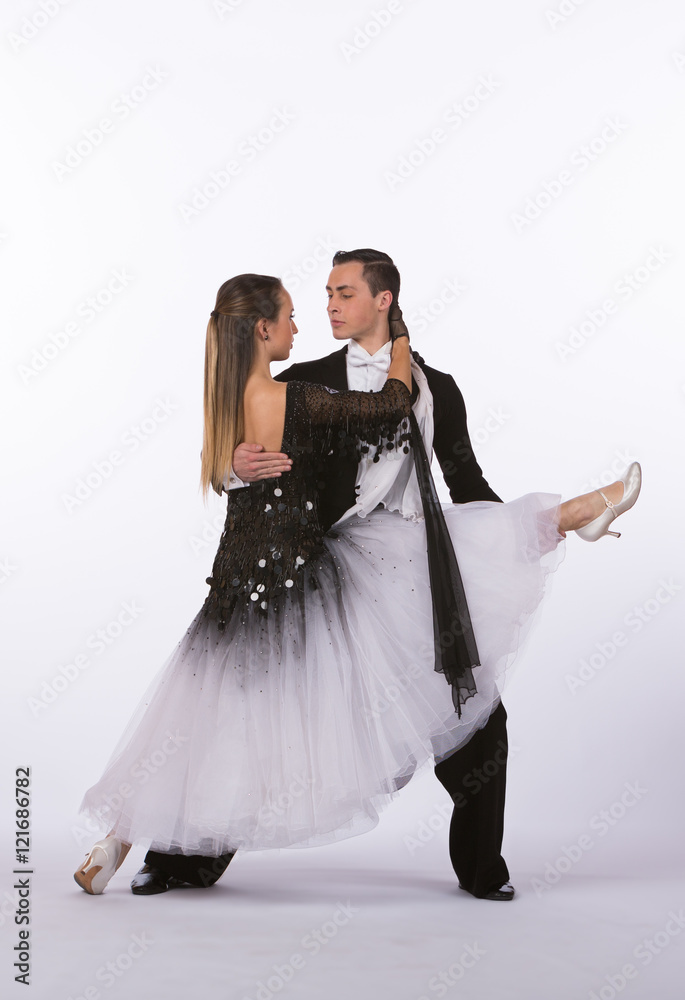 Ballroom Dancers with Black and White Gown - Splits Ballroom Dancers with Black and White Gown - Splits