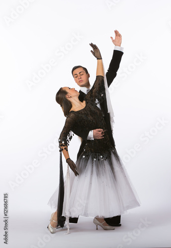 Ballroom Dancers with Black and White Gown - Arm Up