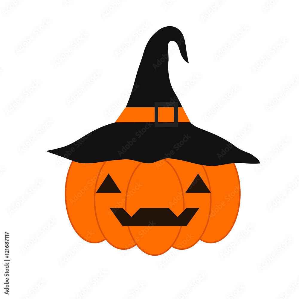 Cute cartoon Halloween Clip Art - Cute Pumpkin with black wizard hat  isolated on white, Halloween pumpkin, Jack o' lantern Stock Illustration |  Adobe Stock