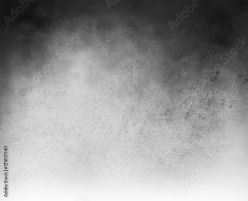 Plakat black and white vector background with cloudy white center and gradient black grunge texture on top border, silver gray background with black corners