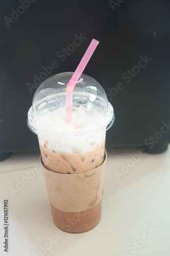 Plastic cup with Ice-coffee