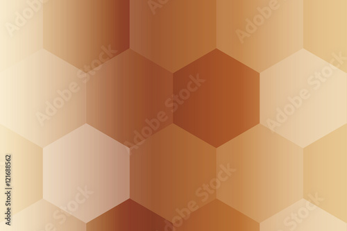 hexagons on a bronze background. geometric pattern with gradient. vector