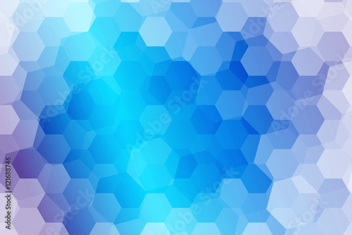 hexagons on a water blue color background. geometric pattern with gradient. vector.