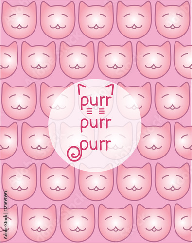 vector pink background with cute kitty and labeled purr purr purr logo