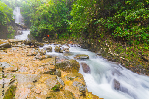 Amazing beautiful waterfalls in deep forest at Phlio Waterfall in Namtokphlio national park Chantaburi Province  Thailand.