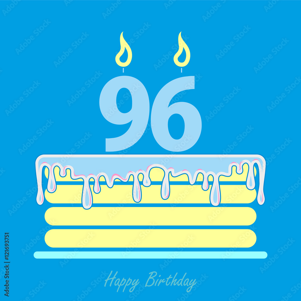 Birthday card with cake - obrazy, fototapety, plakaty 
