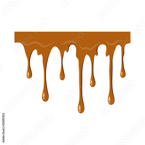 Flowing caramel icon isolated on white background. Sweetness symbol