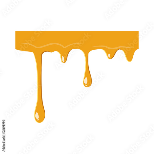 Flowing drop of honey icon isolated on white background. Product symbol