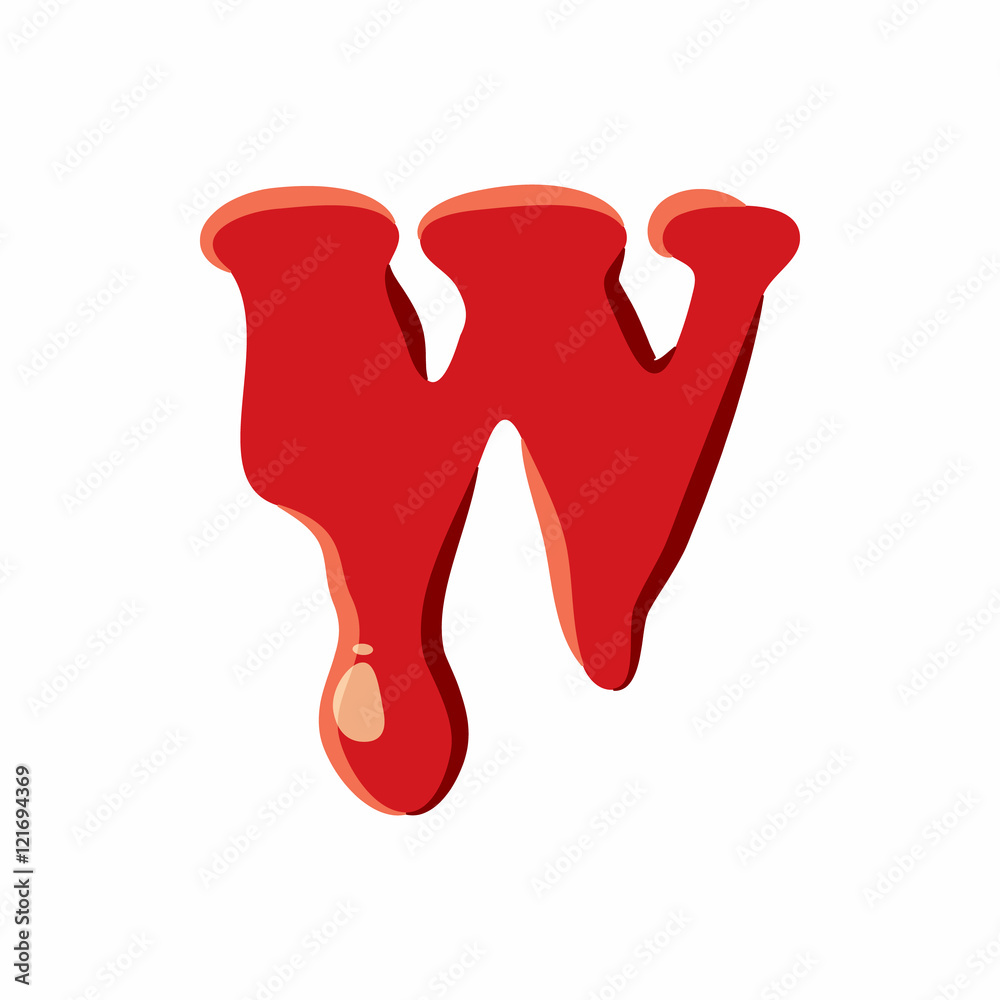 W letter isolated on white background. Red bloody W letter vector illustration W letter isolated on white background. Red bloody W letter vector illustration