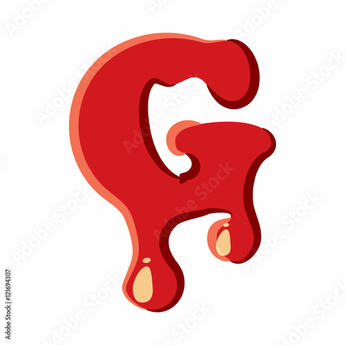G letter isolated on white background. Red bloody G letter vector illustration