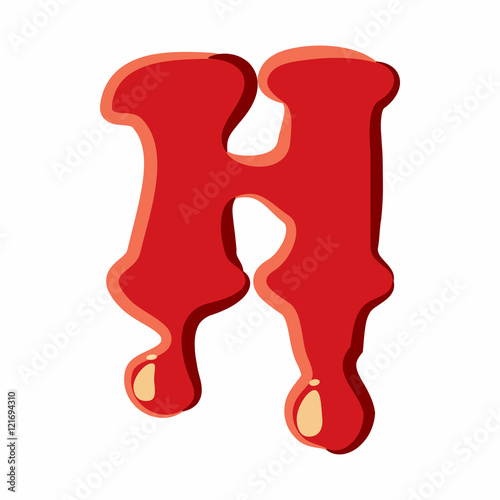 H letter isolated on white background. Red bloody H letter vector illustration