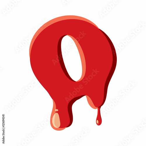 O letter isolated on white background. Red bloody O letter vector illustration