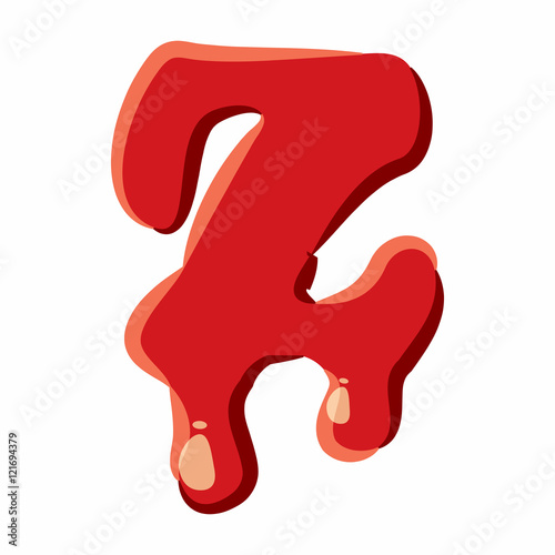 Z letter isolated on white background. Red bloody Z letter vector illustration