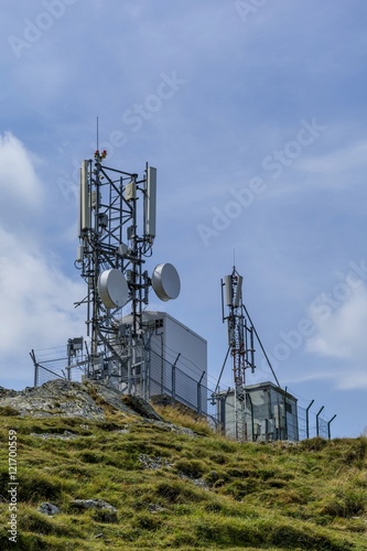 Communications cellular  telecoms communications antenna in the high mountains