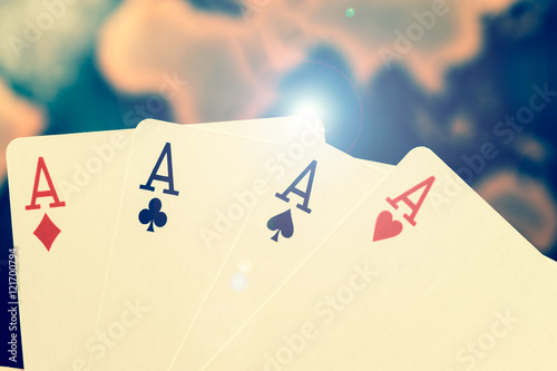 Gambling image, playing cards, with lens flare