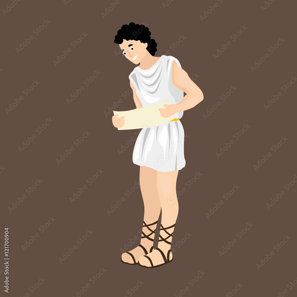 Ancient greek man with papyrus Stock Vector | Adobe Stock