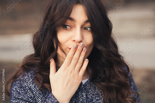 beautiful brunette woman. Oops concept