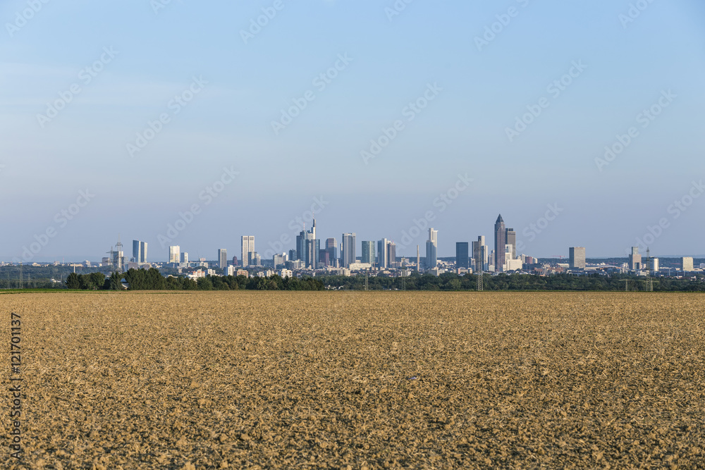 view of Frankfurt skyline with fields