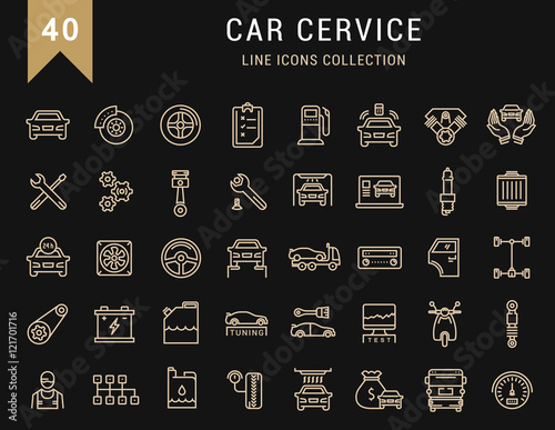 Set Vector Flat Line Icons Car Service