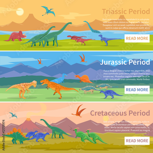 Dinosaurs Flat Horizontal Banners