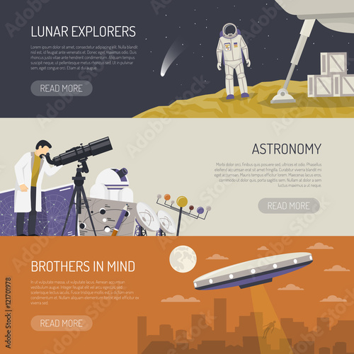 Astronomy Flat Horizontal Banners