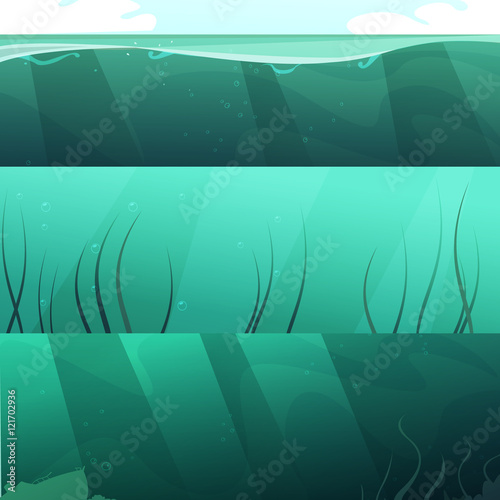 Ocean Green Water Horizontal Banners Set 