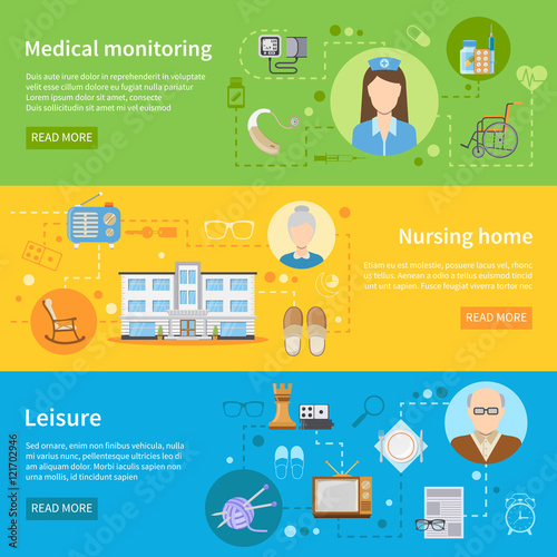Elderly Care In Nursing Home Horizontal Banners