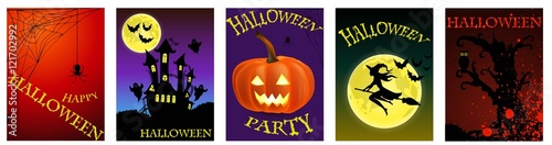 Halloween Posters set. Vector illustration.