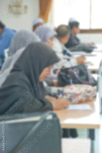 blur image of adult asian muslim education muslim female education