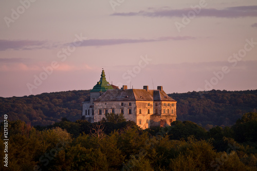 Olesko Castle in Ukraine in the light of the setting sun