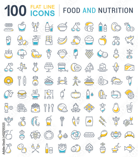 Set Line Icons Food