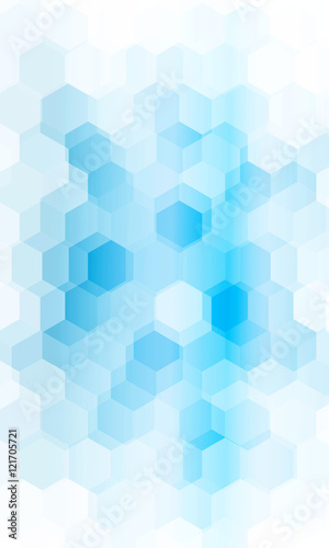 Overlapping hexagonal patterns. Light Blue gradient banner. vector