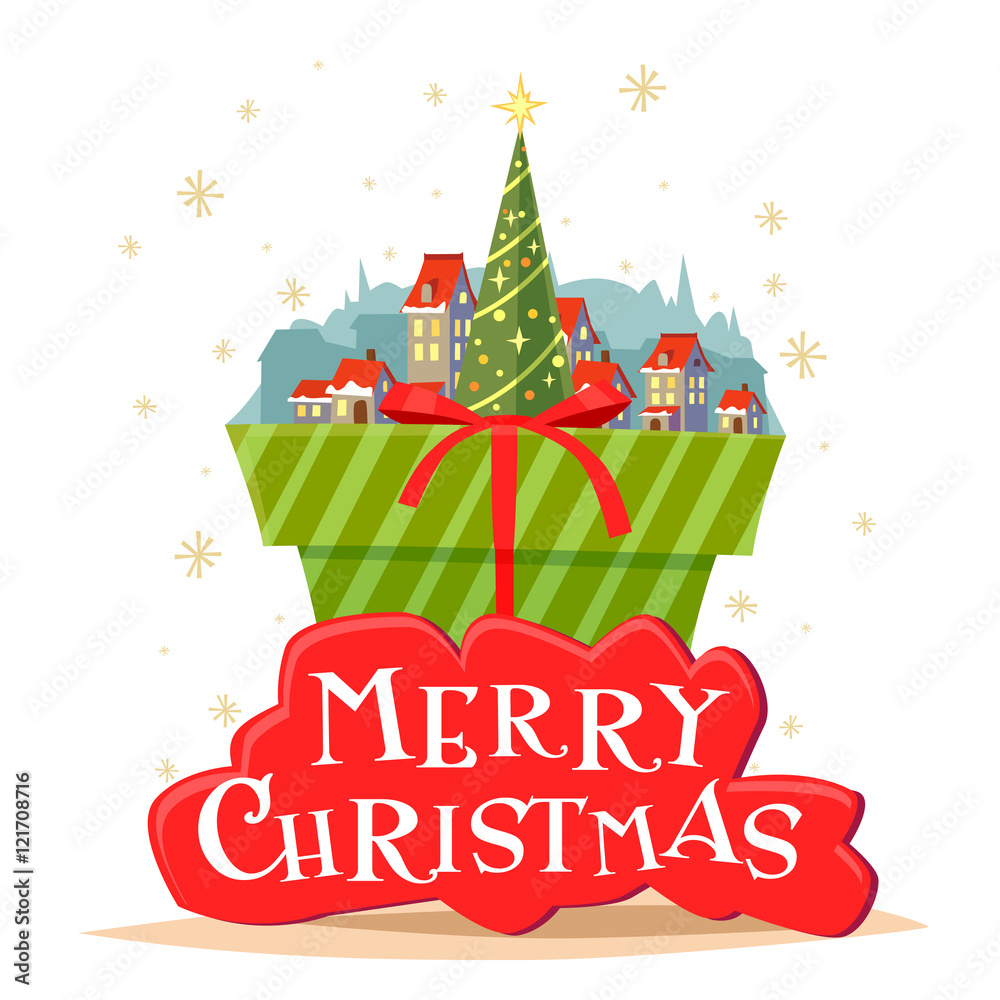 Fototapeta premium Postcard Merry Christmas with a beautiful inscription.