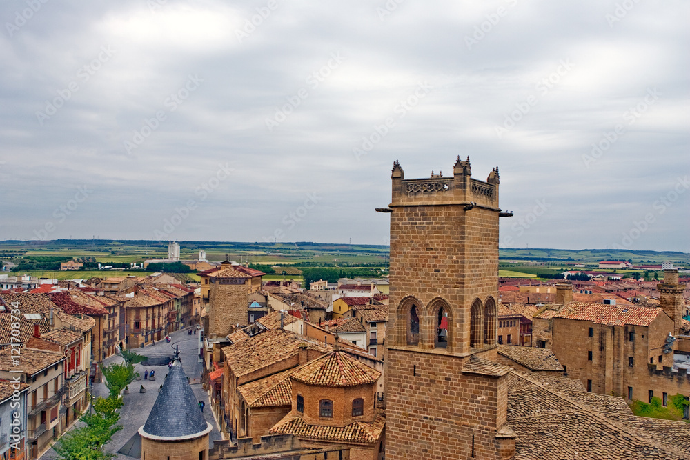 Several images of historic buildings, Castle and streets of Olite , Navarra, Spain