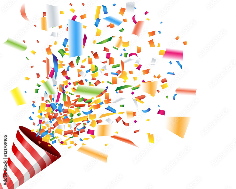 Exploding party popper with confetti Vector Stock Vector | Adobe Stock