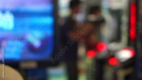 Wallpaper Mural Video of concept blur view in arcade game centre with games and lights Torontodigital.ca