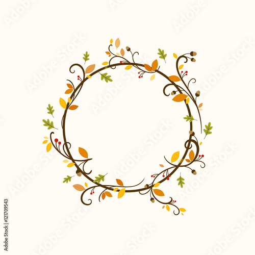 Vector Illustration of an Ornamental Autumn Design with Leaves
