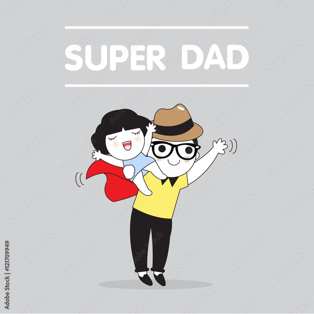 Super Dad Father's Day Card Character illustration