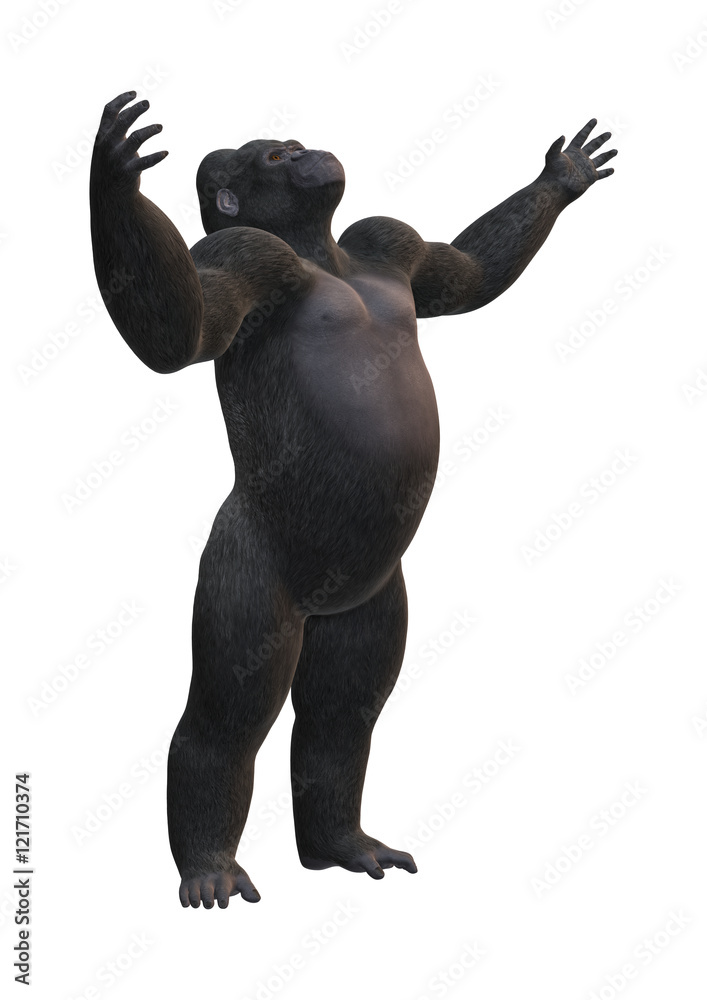 3D Rendering Gorilla on White