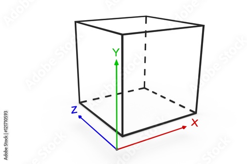 system coordinate cube 3d illustration photo