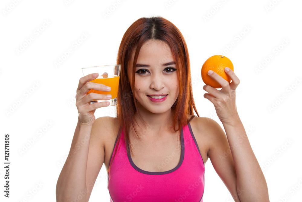 Beautiful Asian healthy girl with orange juice and orange fruit. Beautiful Asian healthy girl with orange juice and orange fruit.