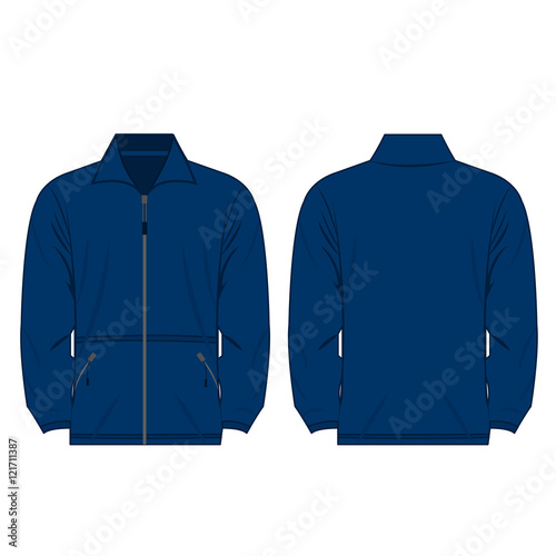 Blue color fleece outdoor jacket isolated vector on the white background photo