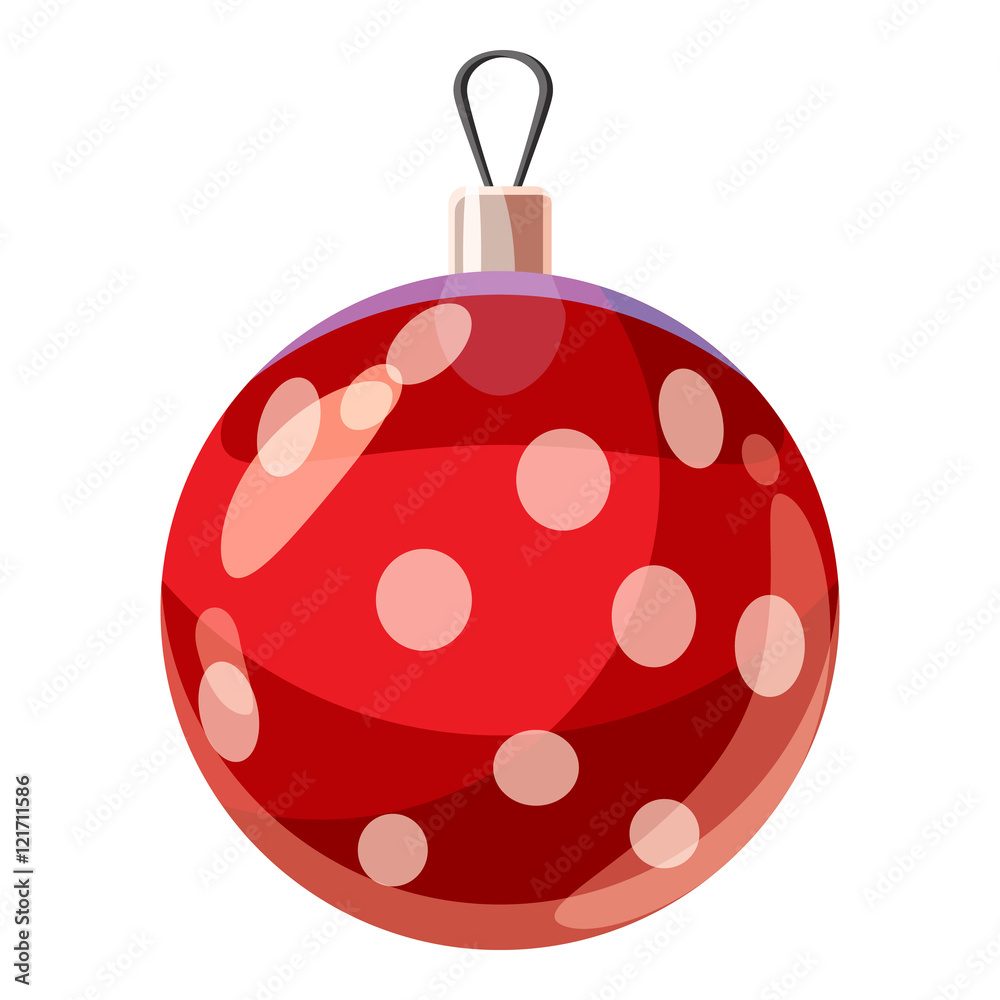 Christmas red ball icon in cartoon style isolated on white background vector illustration Christmas red ball icon in cartoon style isolated on white background vector illustration